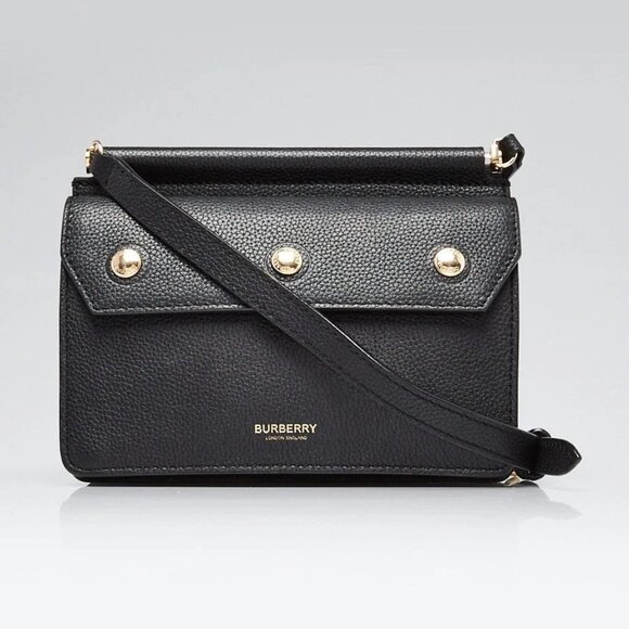 Burberry Black Leather Baby Title Crossbody Bag 495-051025 - Picture 1 of 11